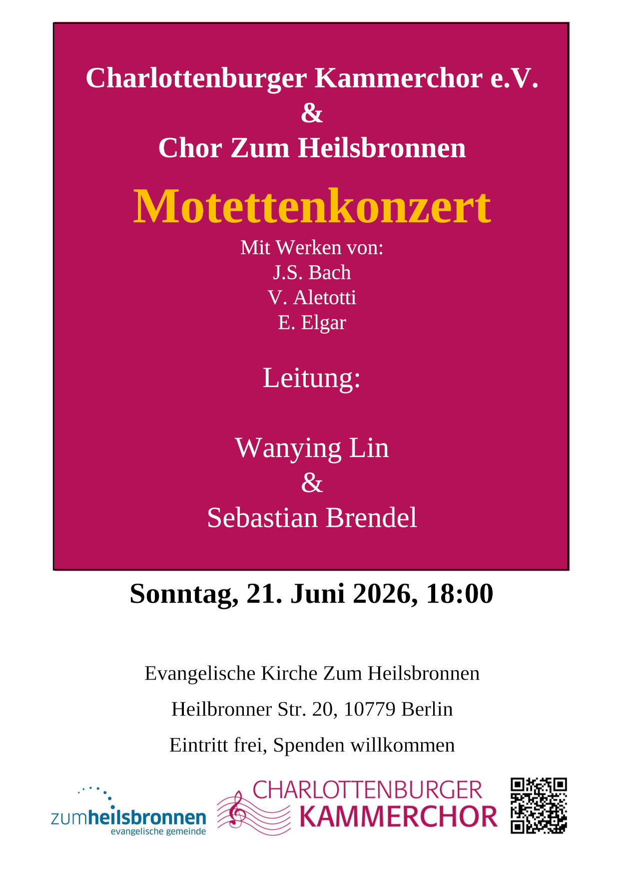 Konzert Chor Zum Heilsbronnen und Charlottenburger Kammerchor